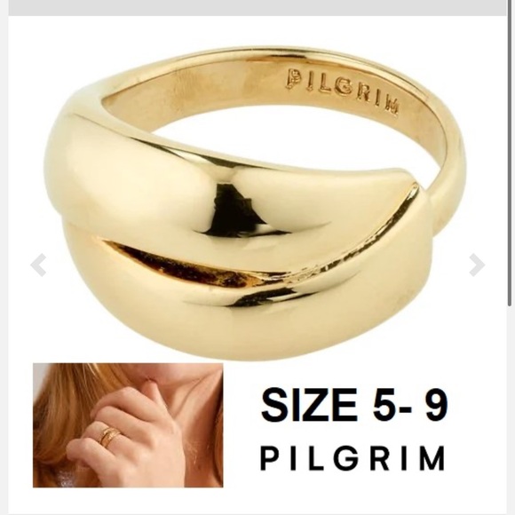 PILGRIM ORIT RECYLCED ADJUSTABLE SIZE RING - SIZE 5- 8 - GOLD PLATED - brand new - Picture 6 of 8